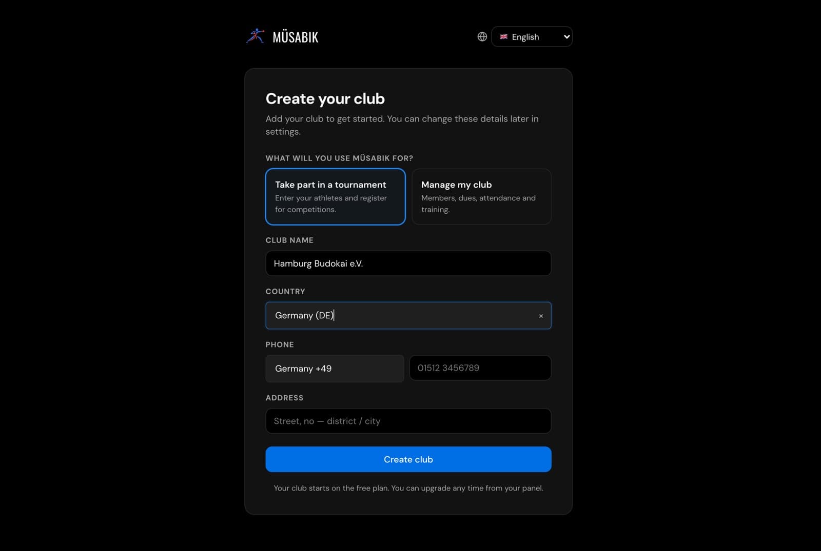 Create your club